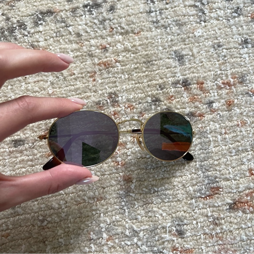 NWT Ray Ban Oval Sunglasses in Gold and Lilac w/ original case, dust wipe & box